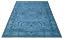 Custom Made Oriental Design Blue Hand Knotted Wool Rug
