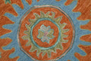 Custom Made Oriental Uzbek Design Floral Rust Hand Tufted Wool Area Rug