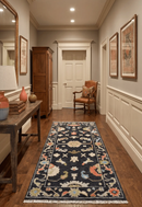 Custom Made Oushak Black And Rust Hand Knotted Runner Wool Rug by The Rug Decor