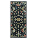 Custom Made Oushak Black And Rust Hand Knotted Runner Wool Rug by The Rug Decor