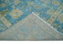 Custom Made Oushak Hand Knotted Blue and Beige Traditional Wool Rug