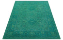 Custom Made Overdyed Traditional Oushak Green Hand Tufted Wool Area Rug