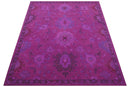 Custom Made Overdyed Traditional Oushak Purple Hand Tufted Wool Area Rug