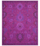 Custom Made Overdyed Traditional Oushak Purple Hand Tufted Wool Area Rug