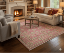 Pink and Beige Oushak Hand Knotted Turkish Wool Rug - Traditional Artisanal Patterns by The Rug Decor