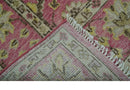 Pink and Beige Oushak Hand Knotted Turkish Wool Rug - Traditional Artisanal Patterns by The Rug Decor