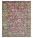 Pink and Beige Oushak Hand Knotted Turkish Wool Rug - Traditional Artisanal Patterns by The Rug Decor