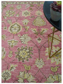 Pink and Beige Oushak Hand Knotted Turkish Wool Rug - Traditional Artisanal Patterns by The Rug Decor