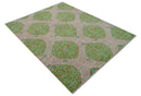 Custom Made Pink And Green Traditional Floral Motifs Design Hand Knotted wool area rug by The Rug Decor