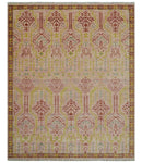 Custom Made Pink And Rust Traditional Design Hand Knotted wool rug