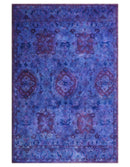 Custom Made Hand Tufted Blue Traditional Style Overdyed Wool Area Rug