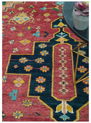 Custom Made Red And Green Traditional Heriz Design Hand Knotted Wool Rug by The Rug Decor