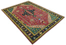 Custom Made Red And Green Traditional Heriz Design Hand Knotted Wool Rug by The Rug Decor