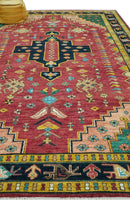Custom Made Red And Green Traditional Heriz Design Hand Knotted Wool Rug by The Rug Decor
