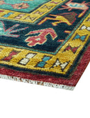 Custom Made Red And Green Traditional Heriz Design Hand Knotted Wool Rug by The Rug Decor