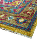 Custom Made Red And Olive Traditional Floral Design Hand Knotted Wool Rug