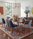 Hand Knotted Wool Area Rug - Traditional Red Blue Gray Mustard