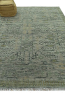 Custom Made Rug Modern Transitional Design Beige And Green Hand Knotted wool by The Rug Decor