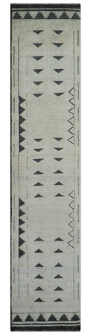 Custom Made Runner Contemporary Style Beige Hand Knotted Wool Rug