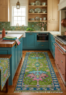 Custom Made Runner Donegal Green And Blue Hand Knotted Wool Rug by The Rug Decor