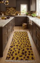 Custom Made Runner Leopard Design Mustard Hand Knotted Wool Rug by The Rug Decor
