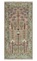 Custom Made Runner Rug Pink And Olive Tree of life Hand Knotted by The Rug Decor