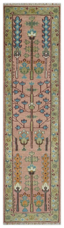 Custom Made Runner Rug Pink And Olive Tree of life Hand Knotted by The Rug Decor