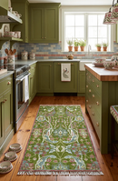 Custom Made Runner The Peacock Garden Green Hand Knotted Wool Rug by The Rug Decor