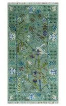 Custom Made Runner The Plants and Roots Green Hand Knotted Wool Rug by The Rug Decor