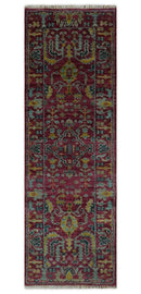 Custom Made Runner Traditional Maroon Hand Knotted Wool Rug by The Rug Decor