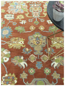 Rust and Beige Traditional Oushak Hand Tufted Wool Area Rug 8x10 by The Rug Decor