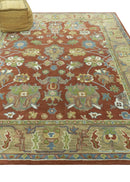 Rust and Beige Traditional Oushak Hand Tufted Wool Area Rug 8x10 by The Rug Decor