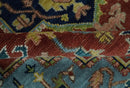 Hand Knotted Wool Area Rug - Rust and Blue Traditional Medallion by The Rug Decor