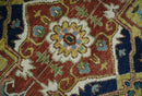 Hand Knotted Wool Area Rug - Rust and Blue Traditional Medallion by The Rug Decor