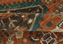 Custom Made Rust And Brown Round Oriental Hand Knotted Wool Rug