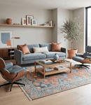 Rust Gray Traditional Hand Knotted 100 Percent Wool Area Rug
