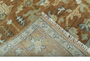 Custom Made Rust, Beige And Blue Traditional Hand Knotted wool rug