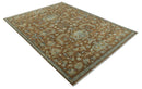 Custom Made Rust, Beige And Blue Traditional Hand Knotted wool rug
