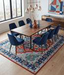 Rust Blue Silver Wool Area Rug Heriz Hand Knotted Traditional