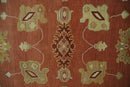 Hand Knotted Traditional Wool Oushak Area Rug - Rust Ivory Beige