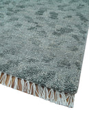 Custom Made Silver and Gray Leopard Print Hand Knotted Wool Rug