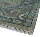 Silver and Gray Oushak Hand Knotted Traditional Wool Area Rug