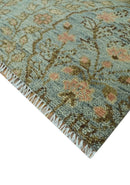 Custom Made Silver, Pink And Brown Floral Motifs Design Hand Knotted wool area rug by The Rug Decor