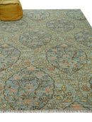 Custom Made Silver, Pink And Brown Floral Motifs Design Hand Knotted wool area rug by The Rug Decor