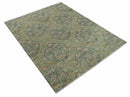 Custom Made Silver, Pink And Brown Floral Motifs Design Hand Knotted wool area rug by The Rug Decor