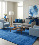 Blue Wool Hand Tufted Contemporary Area Rug Solid Modern Style by The Rug Decor