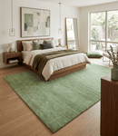Green Hand Tufted Wool Area Rug Contemporary Minimalist Plush Luxury Finish Design