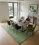 Green Hand Tufted Wool Area Rug Contemporary Minimalist Plush Luxury Finish Design