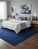 Custom Made Solid Modern Blue Hand Tufted thick Wool Area Rug by The Rug Decor
