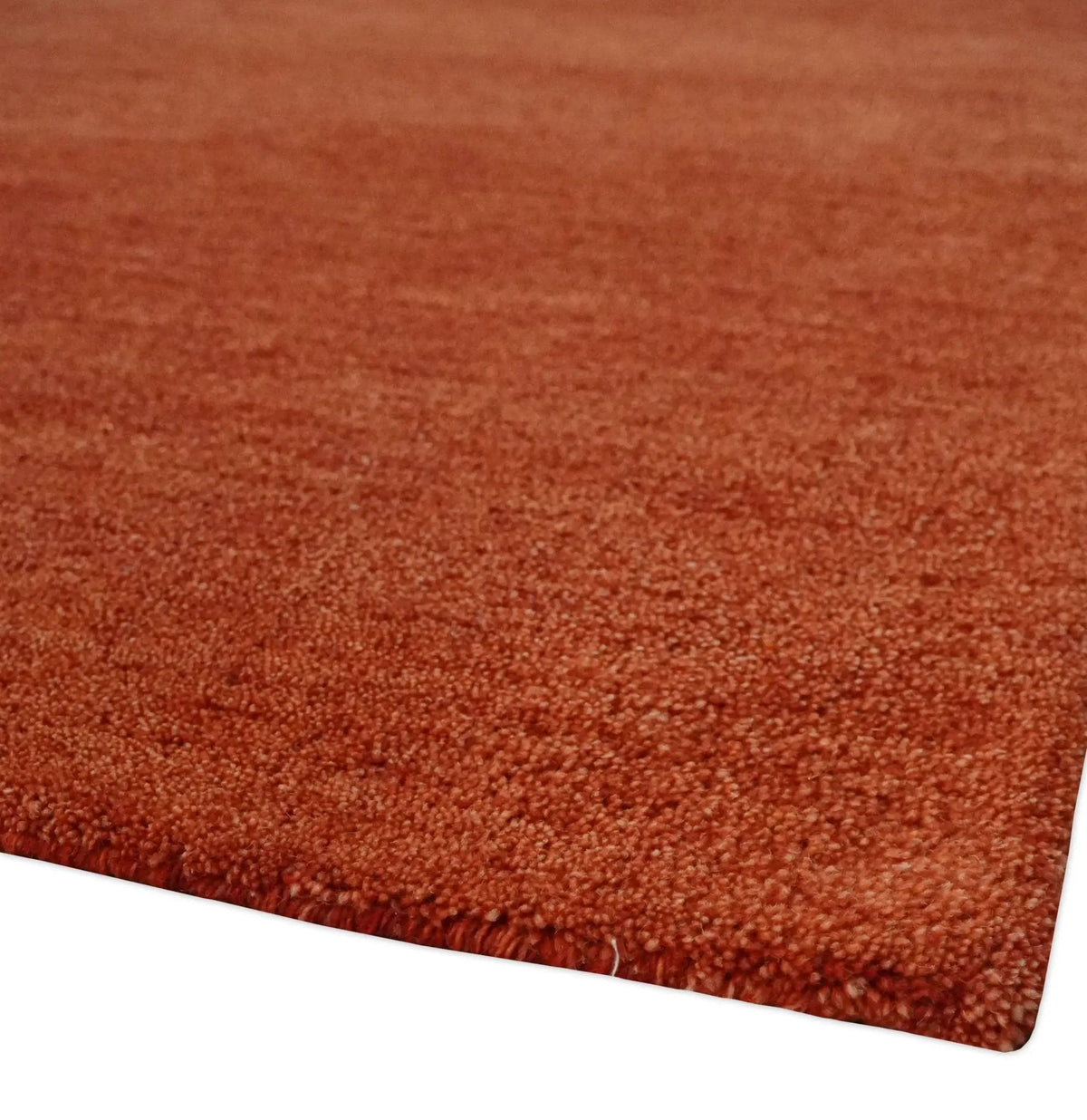 Rust Hand-Tufted Wool Area Rug - Artisan Crafted Traditional, photo 6 of 10